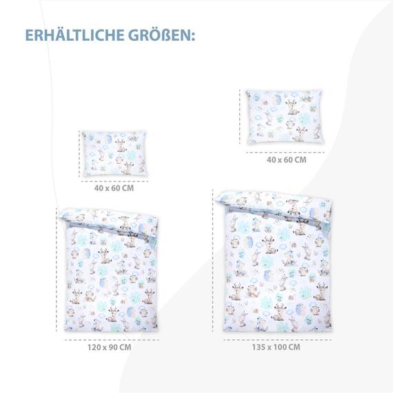 Kinderbettwäsche Baby Bettwäsche 90x120 cm aus Baumwolle - Kinder Set von Duvet Cover 90 x 120 und Kissenbezug 40x60 cm Junge und mädchen babybettwäsche bettbezug für Kleinkind Oeko-Tex