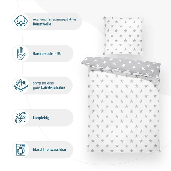 Kinderbettwäsche Baby Bettwäsche 90x120 cm aus Baumwolle - Kinder Set von Duvet Cover 90 x 120 und Kissenbezug 40x60 cm Junge und mädchen babybettwäsche bettbezug für Kleinkind Oeko-Tex