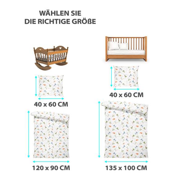 Kinderbettwäsche Baby Bettwäsche 90x120 cm aus Baumwolle - Kinder Set von Duvet Cover 90 x 120 und Kissenbezug 40x60 cm Junge und mädchen babybettwäsche bettbezug für Kleinkind Oeko-Tex