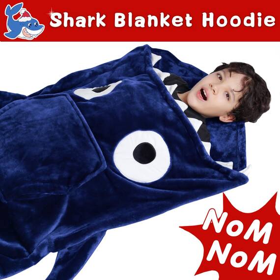 Waitu Shark Hoodie Decke für Erwachsene - Tragbare Kapuzendecke mit Ärmeln für Frauen und Männer - Lustiges Geschenk für Hai-Liebhaber