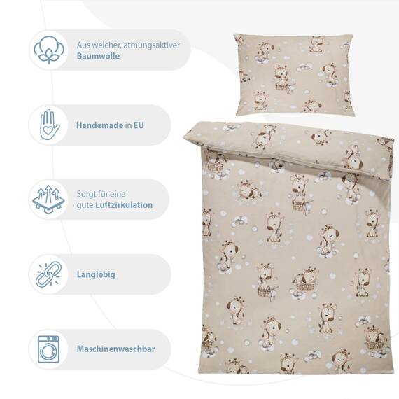 Kinderbettwäsche Baby Bettwäsche 100x135 cm aus Baumwolle - Kinder Set von Duvet Cover 100 x 135 und Kissenbezug 40x60 cm Junge und mädchen babybettwäsche bettbezug für Kleinkind Oeko-Tex