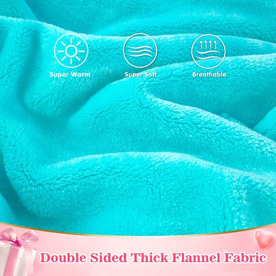 Waitu Wearable Blanket Sweatshirt for Women and Men, Super Warm and Cozy Big Blanket Hoodie, Thick Flannel Blanket with Sleeves and Giant Pocket - Cyan