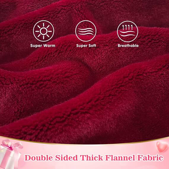 Waitu Tragbare Decke Sweatshirt für Damen und Herren, super warm und gemütlich, große Decke, Hoodie, Dicke Flanelldecke mit Ärmeln und riesiger Tasche, Rot