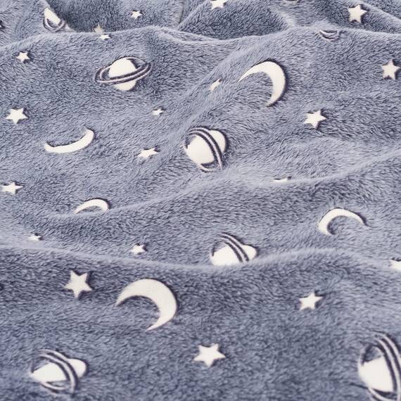 SOCHOW Glühen im Dunkeln Decke 127 x 150 cm, Galaxie Sterne Muster Flanell Fleecedecke, Grau Ganzjahresdecke für Kinder