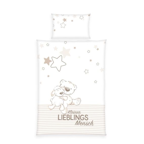 Herding Baby Best Kleinkinder-Bettwäsche-Set, Jana Lieblingsmensch Wendemotiv, Bettbezug 100 x 135 cm, Kopfkissenbezug 40 x 60 cm, Baumwolle/Renforcé
