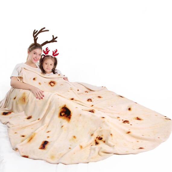 mermaker Burritos Tortilla-Wendeüberwurfdecke 2.0, ca. 152 cm, für Erwachsene und Kinder, riesige, lustige, Decke mit realistischem Lebensmitteldesign aus weichem Flanell mit 285 g/m², Taco-Decke