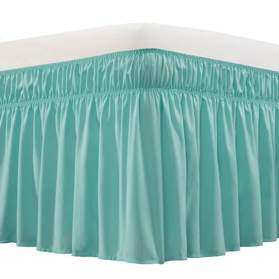 MEILA Bettrock, einfach zu installieren, um Staub gerüschte türkisfarbene Röcke für Queen-Size-Betten und King-Size-Betten, 40,6 cm lange Betten