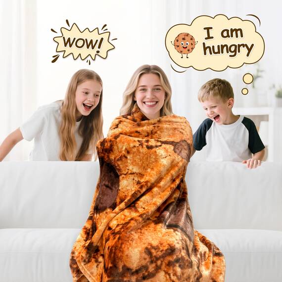 mermaker Plätzchen-Wendedecke 2.0, ca. 203 cm, für Erwachsene und Kinder, realistische Plätzchen-Überwurfdecke aus weichem Flanell mit 285 g/m²