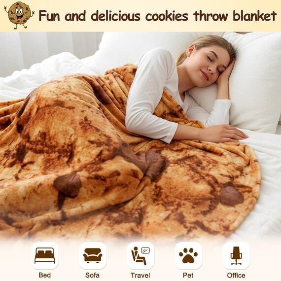 mermaker Plätzchen-Wendedecke 2.0, ca. 203 cm, für Erwachsene und Kinder, realistische Plätzchen-Überwurfdecke aus weichem Flanell mit 285 g/m²