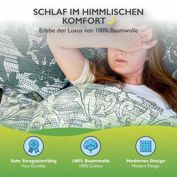 ETÉREA Renforcé Bettwäsche 135x200cm + 80x80cm - 100% Baumwolle - Bettbezug Barock natürlich weich - Bettwäsche Set mit Kissen 135x200cm Bettbezug + 80x80cm Kissenbezug 2teilig - OEKOTEX - Blau