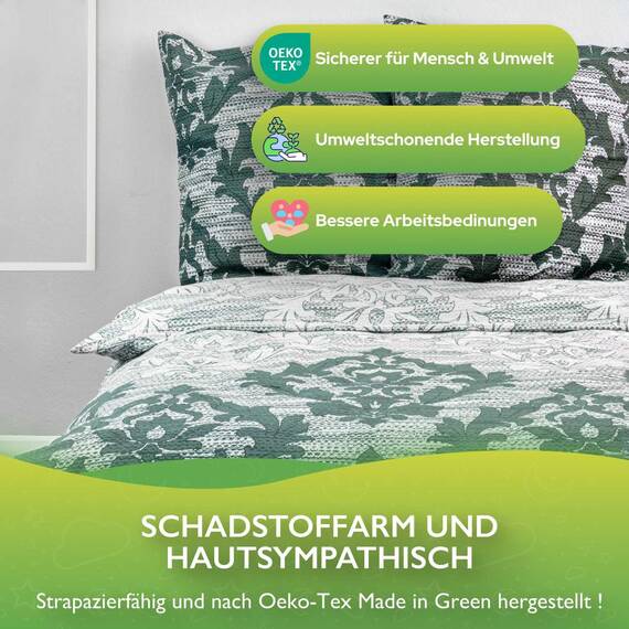 ETÉREA Renforcé Bettwäsche 155x220cm + 80x80cm - 100% Baumwolle - Bettbezug Barock natürlich weich - Bettwäsche Set mit Kissen 155x220cm Bettbezug + 80x80cm Kissenbezug 2teilig - OEKOTEX - Blau
