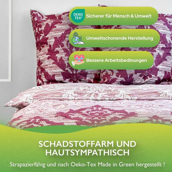 ETÉREA Renforcé Bettwäsche 155x200cm + 80x80cm - 100% Baumwolle - Bettbezug Barock natürlich weich - Bettwäsche Set mit Kissen 155x200cm Bettbezug + 80x80cm Kissenbezug 2teilig - OEKOTEX - Lila