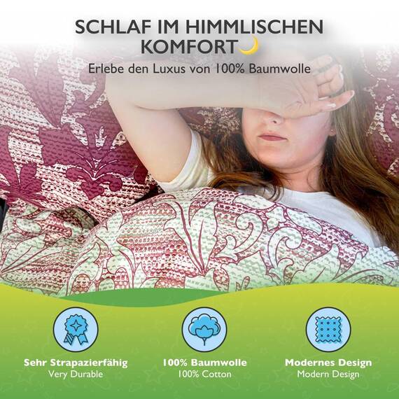 ETÉREA Renforcé Bettwäsche 155x200cm + 80x80cm - 100% Baumwolle - Bettbezug Barock natürlich weich - Bettwäsche Set mit Kissen 155x200cm Bettbezug + 80x80cm Kissenbezug 2teilig - OEKOTEX - Lila
