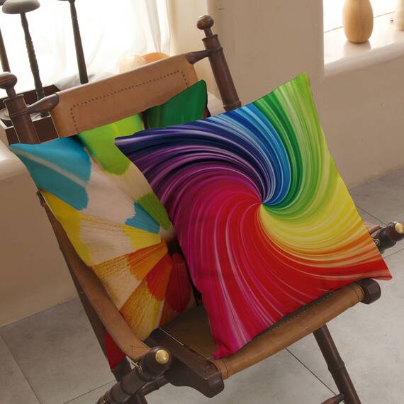 Wilproo 45,7 x 45,7 cm, regenbogenfarben, Kissenbezüge, abstrakt, Buntstift, 4 Stück (bunt) für Sofa, Auto, Cousion, Bett