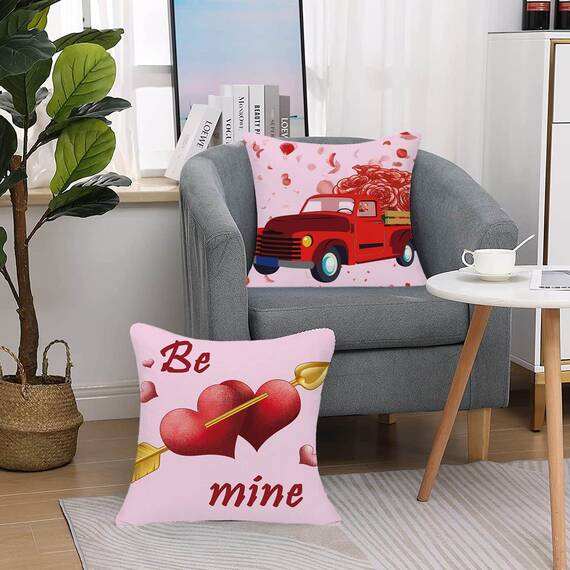 Wilproo Samt-Kissenbezüge mit rotem Herz, Cartoon, Buchstabendruck, für Zuhause und Außenbereich, 50 x 50 cm, 4 Stück