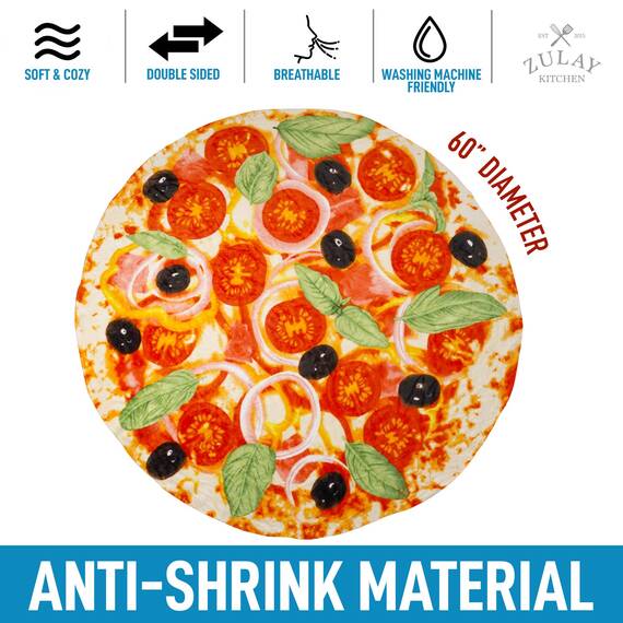 Zulay Pizzadecke (152,4 cm) – Neuheit große Pizzadecke für Erwachsene und Kinder – Premium weiches Flanell rund beladene Pizza Decke für Innen, Outdoor, Reisen, Zuhause und mehr