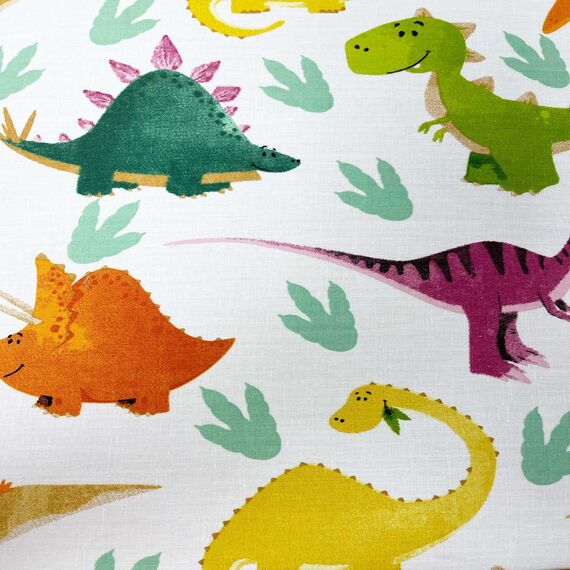 Dreamscene Dinosaurier-Bettbezug mit Kissenbezug, Bettwäsche-Set für Jungen und Mädchen, Dino, wendbar, gestreift, Grün-Weiß – Junior-/Kinderbettgröße