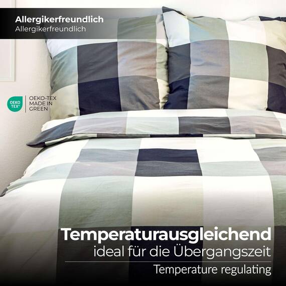 etérea Bettwäsche 240x220 Baumwolle Bettwäsche-Sets - Rian Schwarz Schwarz - Reißverschluss, Renforcé, Fachhandel, Oekotex 100, Oekotex Made in Green - 240x220cm und Kissenbezug 2X 80x80cm