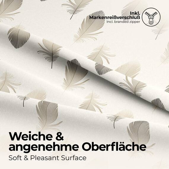 etérea Bettwäsche 200x200 Baumwolle – Renforcé Federn Bettwäsche 3-teilig Set mit 2 Stück Kopfkissenbezug 80x80 cm – 100% Baumwolle Oeko-TEX Made in Green – Bettwäsche-Set mit Reißverschluss