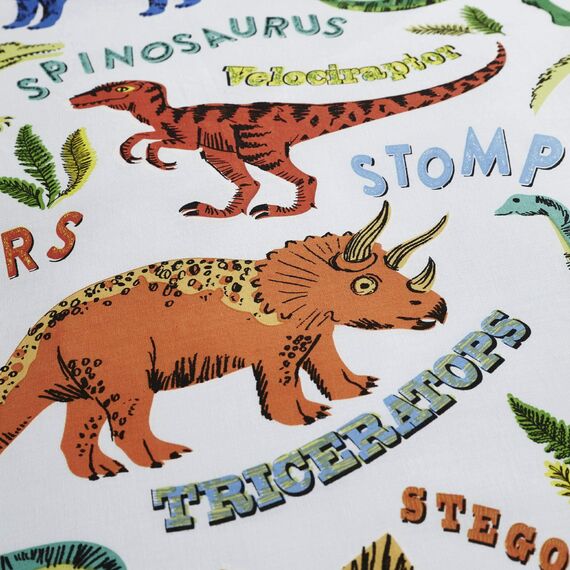 Happy Linen Company Kinder Bettwäsche-Set - Dinosaurier-Motive - wendbar - Grün - Einzelbett