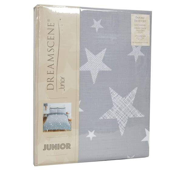 DREAMSCENE Bettwäsche-Set Galaxy Stars Bettbezug mit Kissenbezug, wendbar, Anthrazit, Silbergrau, Doppelbett