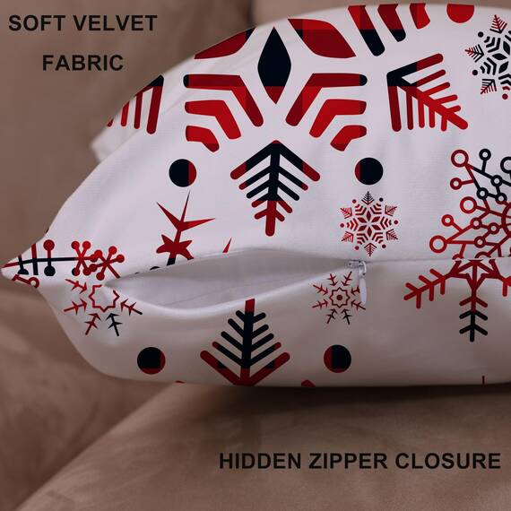 Wilproo Set of 4 Merry Christmas Deer Snowflake Pine Tree Castle Sled Forest Pattern Red Cotton Linen Square Throw Waist Pillow Case Decorative Cushion Cover for Couch Sofa 20x20 inches