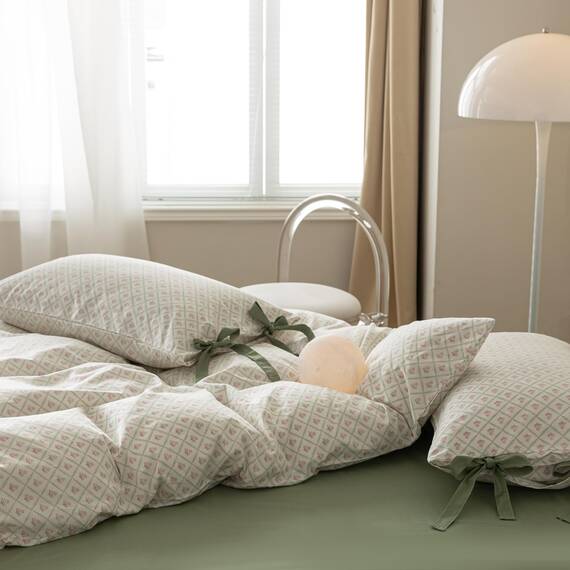 AOJIM Bettwäsche-Set aus reiner Baumwolle, 3-teiliges Set mit 1 weichen Bettbezug und 2 Kissenbezügen mit Schleife, für großes Doppelbett (Full Size), für Kinder und Erwachsene, Rosa, Blumenmotiv,