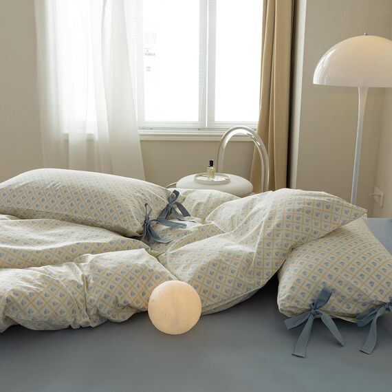 AOJIM Bettwäsche-Set aus reiner Baumwolle, 3-teiliges Set mit 1 weichen Bettbezug mit Reißverschluss (ca. 205 x 230 cm) und 2 Kissenbezügen mit Schleife, für großes Doppelbett (Full Size), für Kinder