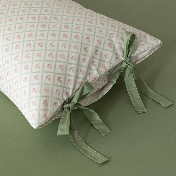 AOJIM Bettwäsche-Set aus reiner Baumwolle, 3-teiliges Set mit 1 weichen Bettbezug und 2 Kissenbezügen mit Schleife, für großes Doppelbett (Full Size), für Kinder und Erwachsene, Rosa, Blumenmotiv,