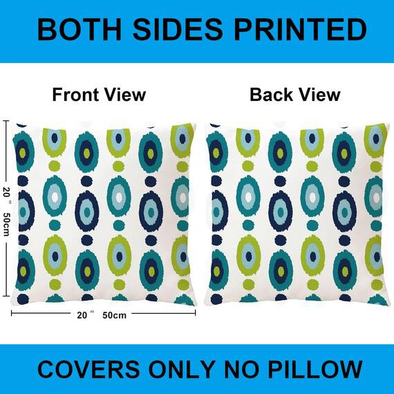 Wilproo Decorative Green Blue Abstract Throw Pillow Covers 20x20 Inch Set of 4, Geometric Cotton Linen Outdoor Cushion Cover Square Pillowcase for Car Sofa Couch Home Decor