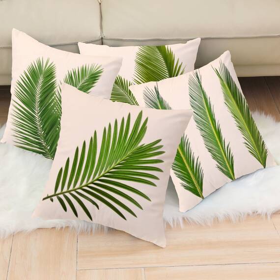 Wilproo Tropische grüne Pflanzenblätter, Überwurf-Kissenbezüge, 50,8 x 50,8 cm, Leinen, Palmblatt, Sommer, Outdoor, dekorative Kissenbezüge für Sofa, Terrasse, Couch, Auto, Wohnzimmer, Schlafzimmer,