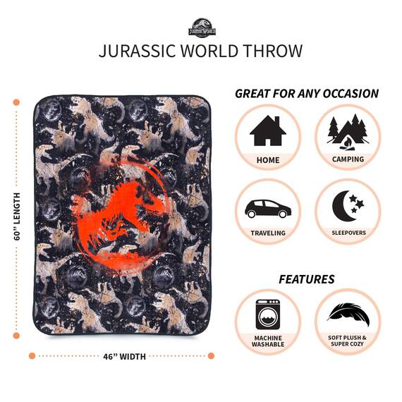 Franco Jurassic World Kinder-Bettdecke, weicher Plüsch, 117 x 152 cm