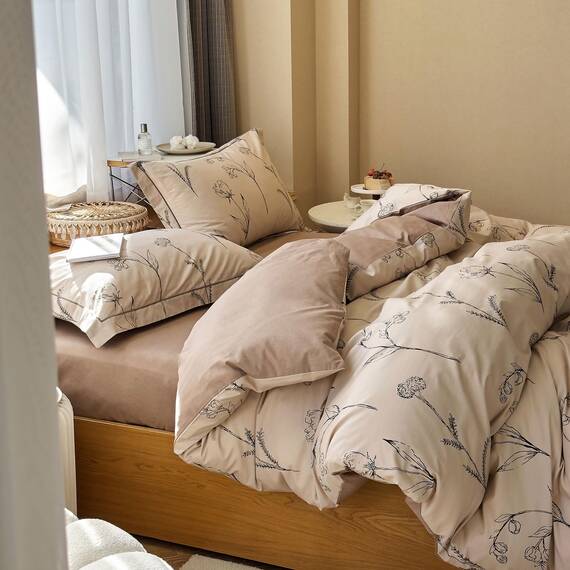 AOJIM Bettwäsche-Set aus 100 % Baumwolle, 3-teiliges Set mit 1 wendbaren Bettbezug mit unterschiedlichen Seiten und 2 passenden Kissenbezügen, für großes Doppelbett (Full Size), für Kinder und