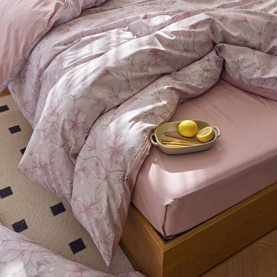 AOJIM Bettwäsche-Set aus reiner Baumwolle, 3-teiliges Set mit 1 Bettbezug und 2 passenden Kissenbezügen, Blumen, Gardenien, für Doppelbett (Twin), für Kinder und Erwachsene, exquisit, weich,