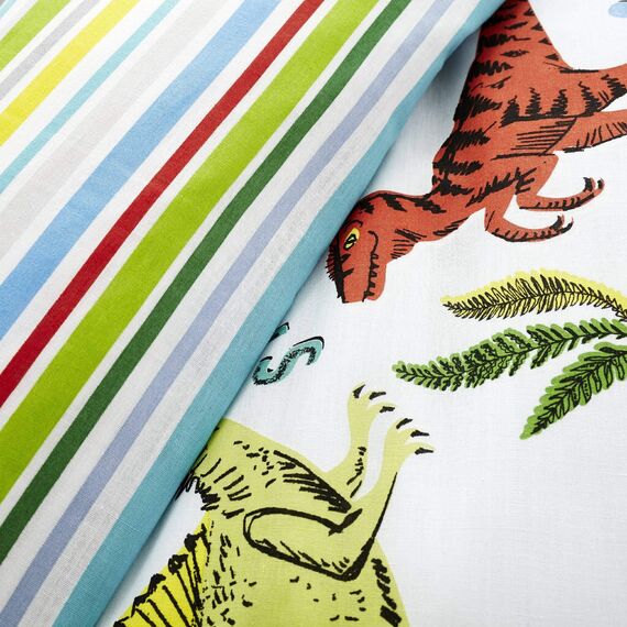 Happy Linen Company Kinder Vorhänge mit Kräuselband - Dinosaurier-Motive - Grün - 168 x 137 cm