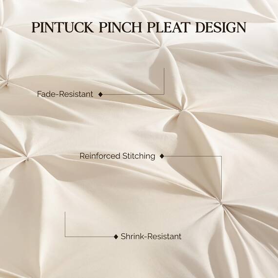 Andency California King Bettdecken-Set in Beige (277 x 248 cm), 3-teiliges Bettwäsche-Set mit Quetschfalten, Übergröße, King-Size-Biesen, Mikrofaser-Daunen-Alternativ-Bettwäsche-Set für alle