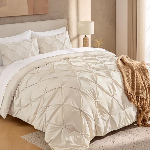 Andency Bettwäsche-Set für King-Size-Betten (308 x 248 cm), 3-teilig, leichte Steppdecken und Sets mit Quetschfalten, übergroße Biesen, weiche, flauschige Daunen-Alternative für alle Jahreszeiten