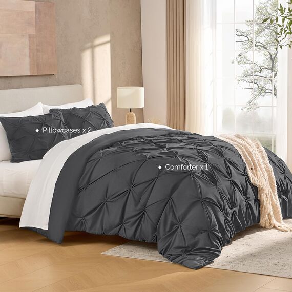 Andency Dunkelgraues Bettwäsche-Set für King-Size-Betten, 3-teilig, grau, flauschig, leicht, für alle Jahreszeiten, weiche Mikrofaser