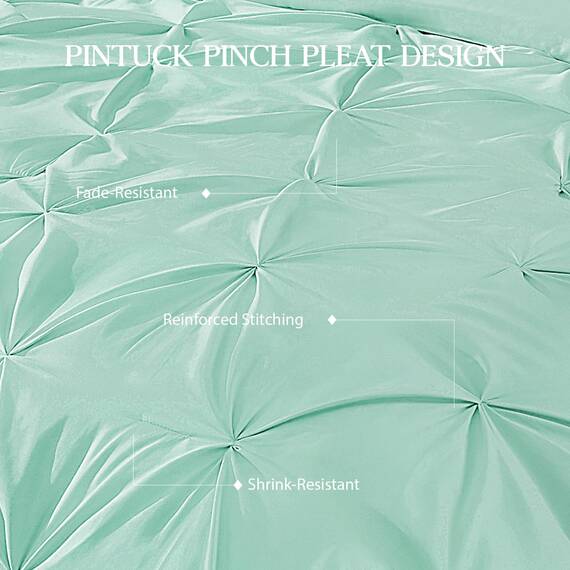 Andency California King Bettdecken-Set, Mintgrün, 267 x 248 cm, Quetschfalten, 3-teilig, übergroßes King-Size-Bettdecken-Bettwäsche-Set mit Biesen, Mikrofaser-Daunen-Alternative