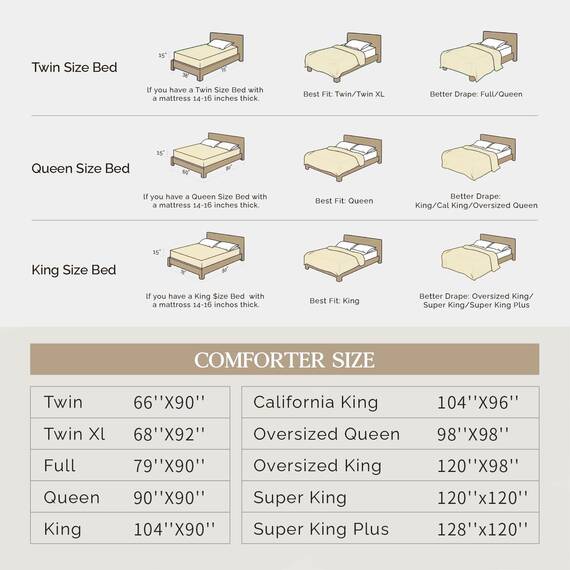 Andency Bettdecken-Set für King-Size-Betten, 3-teilig, stilvolle Quetschfalten, leicht, weich, Boho-Bettwäsche-Set für Erwachsene, 261 x 228 cm, Taupe