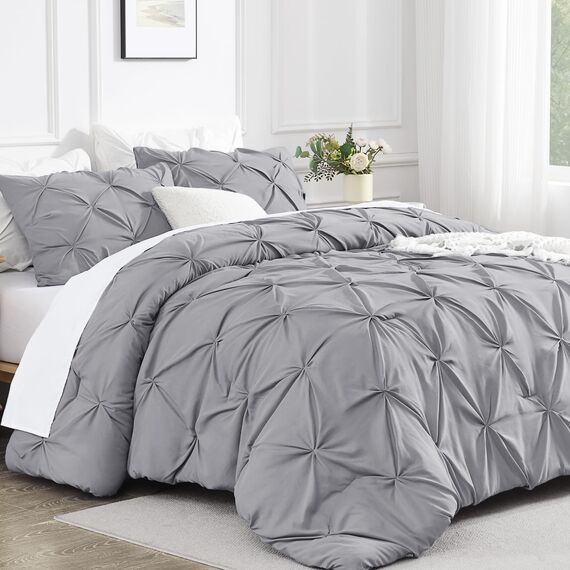 Andency Silbergraues Queen-Bettwäsche-Set (228 x 228 cm), 3-teilig, Western-Bettwäsche und Sets, für alle Jahreszeiten, weiche, leichte Daunen-Alternative für Jungen, Männer, Erwachsene