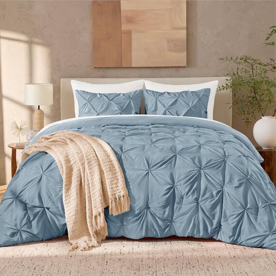 Andency California King Bettwäsche-Set mit Quetschfalten, 3-teiliges Bettwäsche-Set mit Biesen, 267 x 248 cm, 3-teiliges Bettwäsche-Set aus weicher Mikrofaser