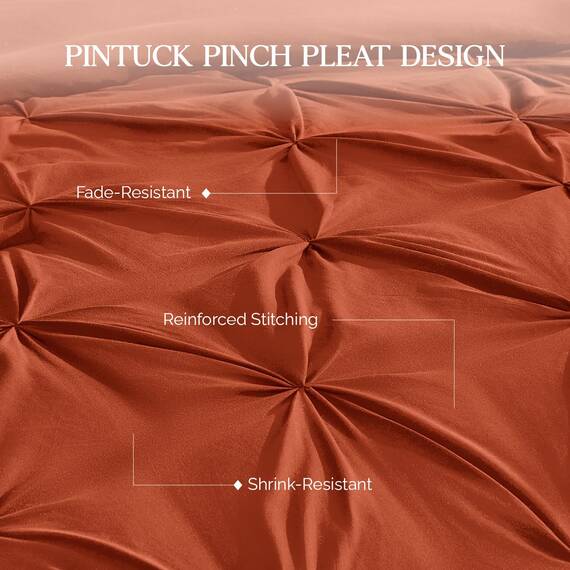 Andency Bettwäsche-Set für King-Size-Betten, Terrakotta, 3-teilig, Quetschfalten, Ganzjahres-Bettwäsche-Set, weiche, leichte Mikrofaser-Daunen-Alternative, Burnt Orange