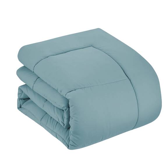Sweet Home Collection Bettdecken-Set in Einer Tasche, einfarbig, für alle Jahreszeiten, weiche Daunen-Alternativ-Decke und Mikrofaser-Bettlaken, 7-teilig, Nebelblau, Queen-Size