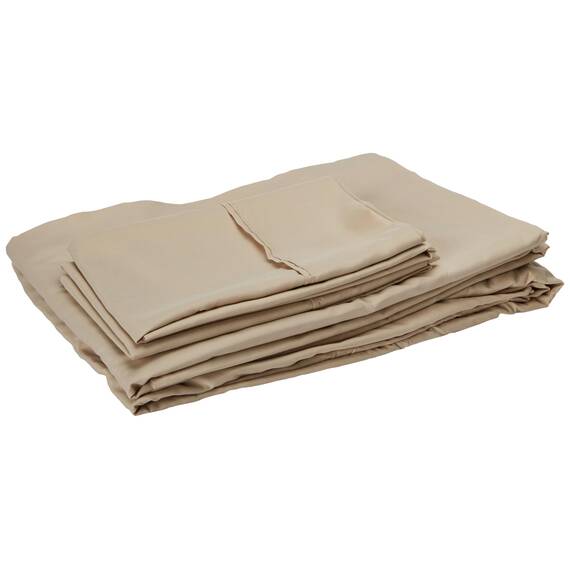 Sweet Home Collection 5-teiliges Bettwäscheset mit Tasche, einfarbig, für alle Jahreszeiten, weiche Daunen-Alternativdecke und luxuriöse Mikrofaser-Bettlaken, Beige, Twin XL