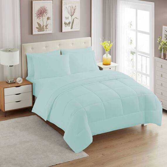 Sweet Home Collection Ultraweiches Daunen-Alternativ-Set und luxuriöse Bettlaken, Polyester, Aqua, Kingsize-Bett