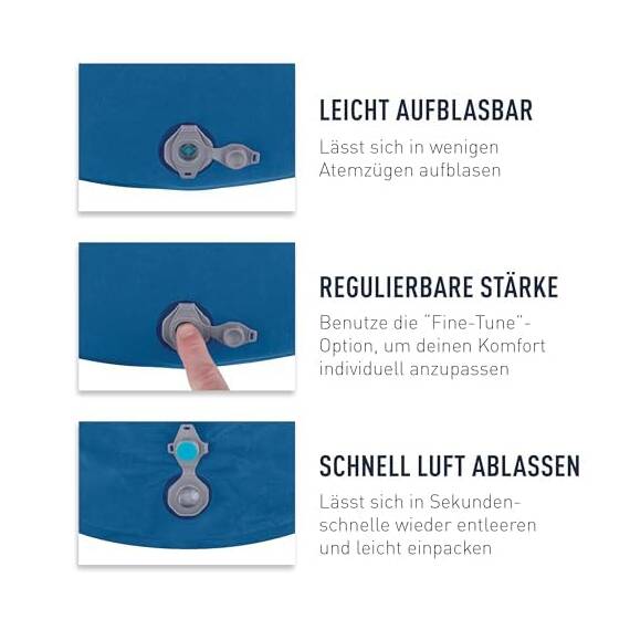 Sea to Summit - Aeros Ultralight Deluxe Reisekissen L - Leicht zum Aufblasen - rutschfest - Ultra-SIL Reißverschluss-Tasche - Camping & Fahrradtouren - 42 x 30 x 13cm - Grey - 114g