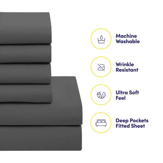 Twin XL Bettdecken-Set für Studentenwohnheim, Spannbetttuch, integrierte Bettlakenbänder, ultraweich und knitterfrei, Schlafsaal-Essentials für Jungs und Mädchen, extra langes Doppelbett-Set, Grau