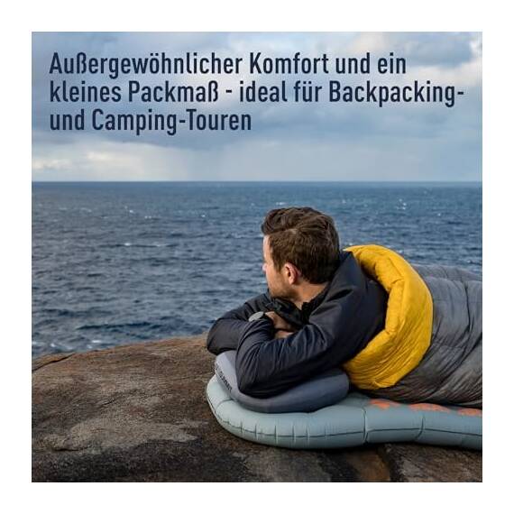 Sea to Summit - Aeros Ultralight Deluxe Reisekissen XL - Leicht zum Aufblasen - rutschfest - Ultra-SIL Reißverschluss-Tasche - Camping & Fahrradtouren - 56 x 36 x 14cm - Navy Blue - 195g