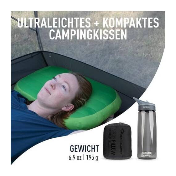 Sea to Summit - Aeros Ultralight Deluxe Reisekissen XL - Leicht zum Aufblasen - rutschfest - Ultra-SIL Reißverschluss-Tasche - Camping & Fahrradtouren - 56 x 36 x 14cm - Deluxe Grey - 195g